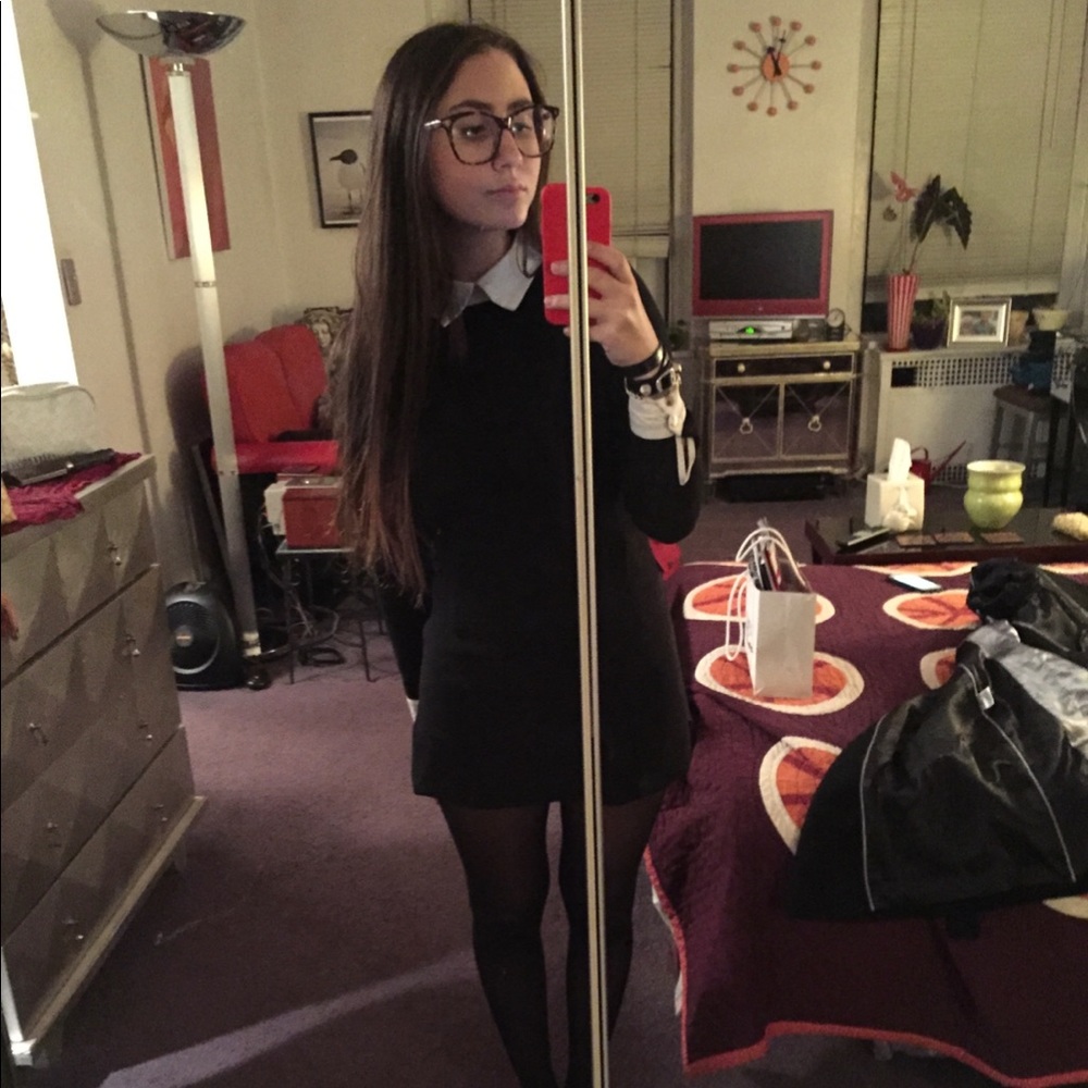 Black Dress with White Collar Detail